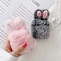 Miniatyrbild 5 av 5: Fodral för Airpods 1 Fodral Airpods 2 Fluffy Rabbit Fodral Cover Plysch Päls Mode Söt Kaninöron Faux Päls PC Skyddande Fodral Resistent Fodral för Airpods