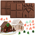 Miniatyrbillede 1 af 5: Julehusebageform i silikone, Silikonforme til desserter, chokolade, slik, kager (2 stk.)