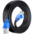 Pikkukuva 1 / 5: 15m Cat6 Ulkoilmakäyttöön Sopiva Vedenkestävä Suoraan Maahan Asennettava Ethernet-Verkkokaapeli - Utp - Cca - 550 Mhz - Musta 15 Metriä Kaapelinsidonnoilla