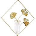 Miniatyrbild 1 av 5: Hängande planteringsvas, väggmonterad växtterrariumblomvas glas provrörsodlare med geometrisk guldmetall växtupphängningsväggdekorbehållare Hom