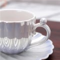 Miniatyrbild 4 av 5: Pärlskal Kaffe Kopp och Fat, 8oz(240ML) för Specialkaffe Drycker, Cappuccino, Latte, Americano och Te, Elegant Keramiska Kaffe Koppar för Kaffe