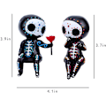 Miniatyrbillede 2 af 4: Sugar Skull Pink Par Figur Til Death Resin Samleobjekt Par Mini Dekorativ Statu