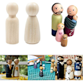 Miniatyrbild 3 av 5: 50 Träfigurer för målning, Leksaksfigurer Träfamiljfigurer Dockor för målning Hantverk, Små DIY Träfigurer Man Kvinna Pojke Flicka Barn