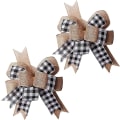 Miniatyrbild 1 av 5: Jutesäckväv Rutig Rosett Svart Vit Rutig Krans Rosett Present Rosett Trädkronan för Bröllop Jul Entrédörr Väggprydnader Utomhusdekorationer 2Pack