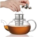 Miniatyrbilde 3 av 5: Glass tekanne med avtagbart lokk i rustfritt stål og teinfuser, 33 oz