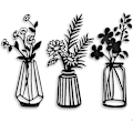 Miniatyrbillede 1 af 5: Metal Blomster Vægskulptur, Metal Vægskulptur til Terrasse Balkon, Sort Metal Vægskulptur Kunst til Stue Badeværelse Soveværelse Spisestue, Sort Vægskulptur A