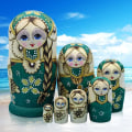 Miniatyrbild 2 av 5: 7 st söta gröna tröja fläta flicka ryska dockor Matryoshka leksaker