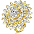 Miniatyrbillede 1 af 5: 6 stk. Guld Blomsterservietringe Legering Blomster Rhinestone Servietringe Krystal Rhinestone Servietringholder Til Bryllup Fødselsdag Chri