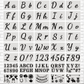 Miniatyrbillede 1 af 5: Genanvendelig plast alfabet bogstav stencil nummer stencil med store og små bogstaver tal og tegn (40 stykker)