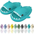 Miniatyrbild 2 av 5: Cartoon Shark Flip Flops, halkfria tjocka sulor strand Flip Flops, snabbtorkande roliga pool sandaler Mint Green 38/39