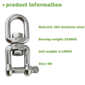 Miniatyrbilde 2 av 5: M8-2stk 304 Rustfritt Stål Svingbar Sjakkel, Øye Til Øye Svingbar Ring, For Hengende Crday Gave