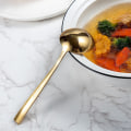 Miniatyrbilde 5 av 5: 7,67 tommers liten øse skje hamret 18/10 rustfritt stål servering øse suppe øse sausbåt øse (gull)