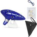 Miniatyrbillede 1 af 5: Ocarina med Halsrem og Sangbog, 12-huls C Viola Ocarina med Gaveæske, Håndformet Stativ og Sort Beskyttelsespose