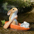 Miniatyrbillede 4 af 4: Miniature Fe-Havefigur til Fe-Have - Mini Taske Kanin Statue