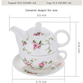 Miniatyrbillede 3 af 5: Porcelæn Te Til En, Blomster Tekande Og Kop Sæt, Rattan Blomster