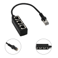 Miniatyrbild 2 av 5: RJ45 Ethernet-delare Stabil Slitstark PVC 1 till 3 Vägar LAN Ethernet-kabelkontakt för Datorer