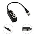 Miniatyrbillede 2 af 5: RJ45 Ethernet Splitter Stabil Slidstærk PVC 1 Til 3 Vejs LAN Ethernet Kabel Stik til Computere