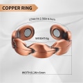Miniatyrbillede 3 af 4: 2 stk. kobberring til kvinder og mænd, rene kobbermagnetiske ringe, justerbar tommelfinger-ring (plan og blad)