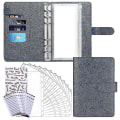 Miniatyrbillede 1 af 5: Budget Binder Med Lynlås Kuverter, Kontant Kuvert Med 8 Klare Lommer, 6- Med 2 Etiketklistermærker