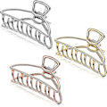 Miniatyrbilde 1 av 5: 3 stk store metallklørklemmer hule sklisikre hårklemmer for kvinner jenter hårspenne for å fikse hår (3 stk, gull, sølv, roségull)