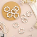 Pikkukuva 5 / 5: Imitation Pearl Beaded Napkin Rings Holder Set of 12, Rhinestone Serviette Rings Buckle Button for Dinner Table Decoration Parties Weddings Receptions