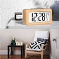 Miniatyrbild 4 av 5: Enkel att ställa in bambu digital väckarklocka med temperatur, datum, bakgrundsbelysning, snooze, för sovrum, sängbord, hem, kontor