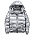 Miniatyrbillede 1 af 8: Mænds Vinterjakke Blank Stående Krave Vandafvisende Hættejakke Sort Sort Sort Sort S silver XL
