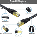 Miniatyrbillede 3 af 5: Cat 8 Fladt Ethernet Kabel 10m, Cat8 Nylon Flettet Internetkabel, Højhastighed 40gbps Netværks Patch Lan Kabel, Rj45 Spilkabel Til