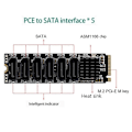 Pikkukuva 4 / 5: SATA-sovitinkortin lisävarusteet 5 porttia SATA3.0 laajennuskortti SATA III 6GB/S M.2 NVME PCIe tietokoneelle