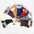Miniatyrbilde 4 av 4: Vinterhansker for kvinner Faux Fur Varme mellomlange tommelhull fingerløse hansker