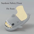 Miniatyrbillede 5 af 5: Tegneserie Haj Flip Flops, Skridsikre Tykke-Sålede Strand Flip Flops, Hurtigtørrende Sjove Pool Sandaler grey 38/39