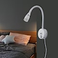 Miniatyrbild 5 av 5: Väggmonterad Läslampa Sconce USB Laddningsport Touch Dimmer Switch LED Varmvit Ingång