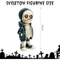 Miniatyrbild 2 av 5: Coola Retro Skelettfigurer, Halloween Gotisk Dekoration Skalle Hartsstaty, Söt Halloween Prydnad för Hemmakontor C