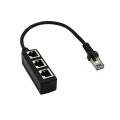 Miniatyrbillede 5 af 5: RJ45 Ethernet Splitter Stabil Slidstærk PVC 1 Til 3 Vejs LAN Ethernet Kabel Stik til Computere