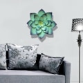 Miniatyrbillede 2 af 4: Metal Blomster Vægskulptur Jern Sukkulenter Blomster Hængende Kunst Dekoration til Indendørs Udendørs Hjem Have Terrasse Soveværelse Stue Blå