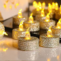 Miniatyrbillede 1 af 5: LED Tealight Stearinlys, 12 stk. Flammeløse Tealight Stearinlys med blødt flimrende lys, Vandtæt genopladelig lampe, til udendørs bryllupsfest jul Hallowe