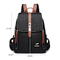 Miniatyrbild 4 av 7: Högkvalitativ läderryggsäck för kvinnor, stor kapacitet, skolväska, resväskor Black Backpack 33X16X47CM 1377