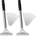 Miniatyrbillede 1 af 5: 4 tommer skraber med barberblad til fliser, maling, gulv, tapetfjernelse, glat skraber med 10 udskiftelige blade, 2 stk. (sort)