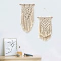 Miniatyrbillede 2 af 4: Pakke med 2 Macrame vægophæng - Lille kunst, vævet gobelin, Boho kunst, boligindretning - Flad