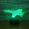 Miniatyrbillede 1 af 5: 3D Flyvemaskine Natlys Lampe Illusion Led 7 Farve Skiftende Berøringskontakt Bord Skrivebord Dekoration Lamper Akryl Flad Abs Base Usb Kabel Legetøj (bus)