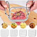 Miniatyrbillede 4 af 5: Kartoffelskærer, 5 i 1 rustfrit stål kartoffel frugt skærer chipper chopper maker, rustfrit stål æblekerne skærer pærer