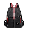 Miniatyrbild 2 av 7: Högkvalitativ läderryggsäck för kvinnor, stor kapacitet, skolväska, resväskor Red Backpack