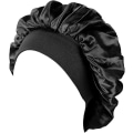 Miniatyrbilde 2 av 5: Sett med 2 Satin Hodeplagg, Silke Hodeplagg, Satin Hodeplagg, Hodeplagg for Kvinner (svart + burgunder)