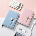 Miniatyrbillede 5 af 5: A5 Kodeordsbog med Lås Notebook Fortykket Notesblok Kreativ Hjerteformet Lås Sød Pige Kærligheds Lås Dagbog (Farve: Grå, Størrelse: A5)