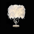 Miniatyrbilde 4 av 5: Hvit fjær bordlampe nattlampe nattbordlampe