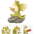 Miniatyrbild 5 av 5: Drakenstaty Mini Drakenfigur, Resin Heminredning, Söta Prydnadsföremål, Lyckodjur Trädgårdsstaty för Mikrolandskap (Draken Läser På En Sten)
