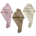Miniatyrbillede 1 af 5: Sjove Kattehårtørrende Håndklæder, 3 Pakker Mikrofiber Håndklæde Wrap Til Kvinder Piger Katteelskende