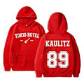 Miniatyrbillede 4 af 5: Tokio Hotel Hoodies Rock Band Trøjer Bill Kaulitz Print Sweatshirt Kaulitz 89 Hoodie Y2k Streetwear Tokio Hotel Sweatshirts red L