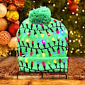 Miniatyrbillede 4 af 4: LED Julehat Lys Op Strikket Farverige Lys Streng Grim Hat Hue