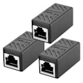 Miniatyrbilde 1 av 5: RJ45-kobling, RJ45-kontakt Cat7 Cat6 Cat5e Ethernet-kobling Nettverkskabel Hunn til Hunn Forlengeradapter (3-pakning - svart)